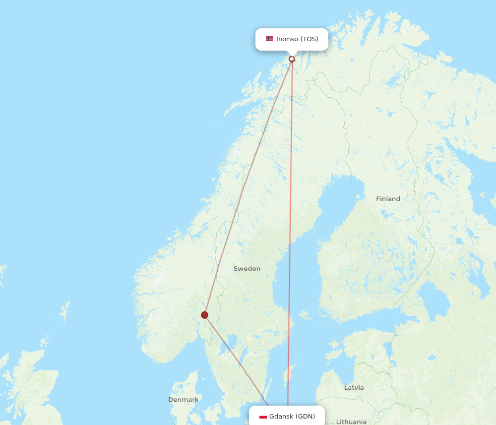 TOS-GDN flight routes