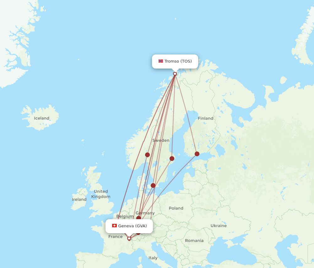 TOS to GVA flights and routes map