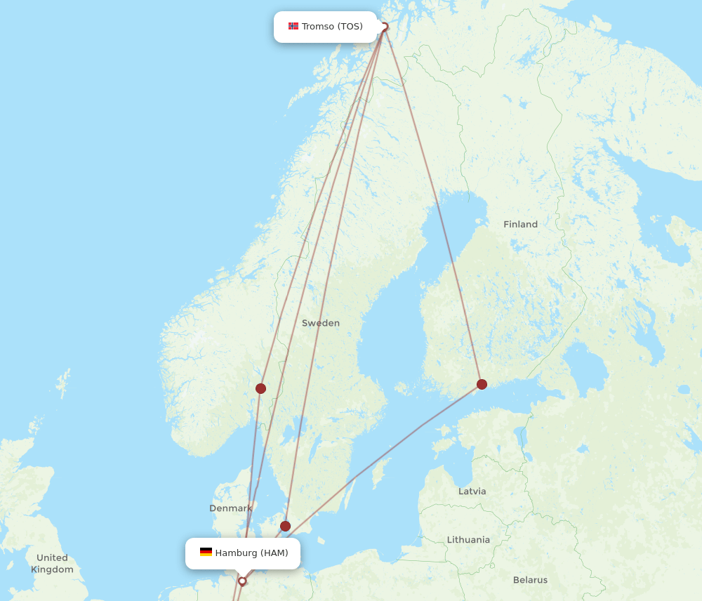TOS-HAM flight routes