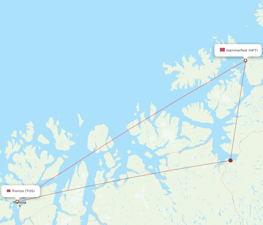 TOS to HFT flights and routes map