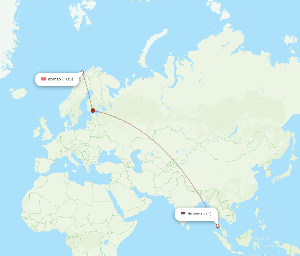 TOS-HKT flight routes