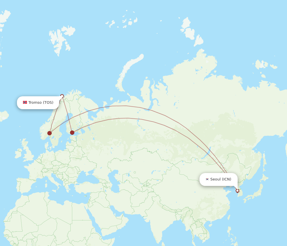 TOS-ICN flight routes