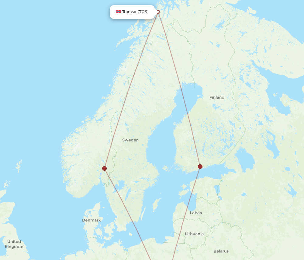 TOS-KRK flight routes