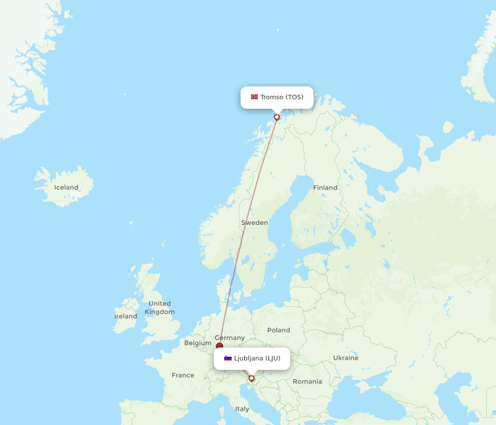 TOS-LJU flight routes