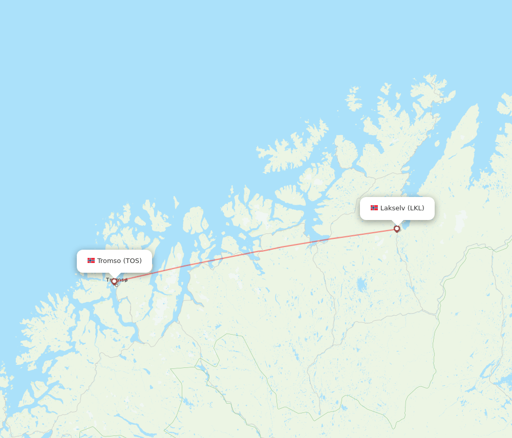 Tromso - Lakselv route map and flight paths