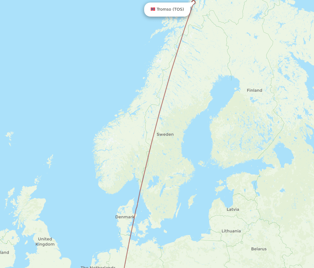 TOS to LNZ flights and routes map