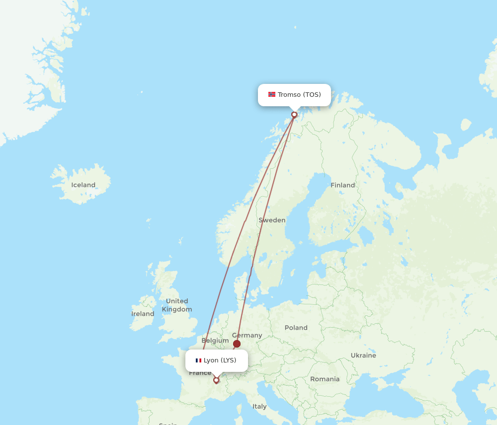 TOS to LYS flights and routes map