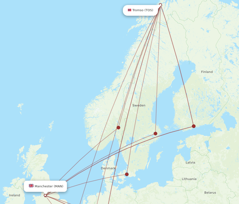 TOS-MAN flight routes