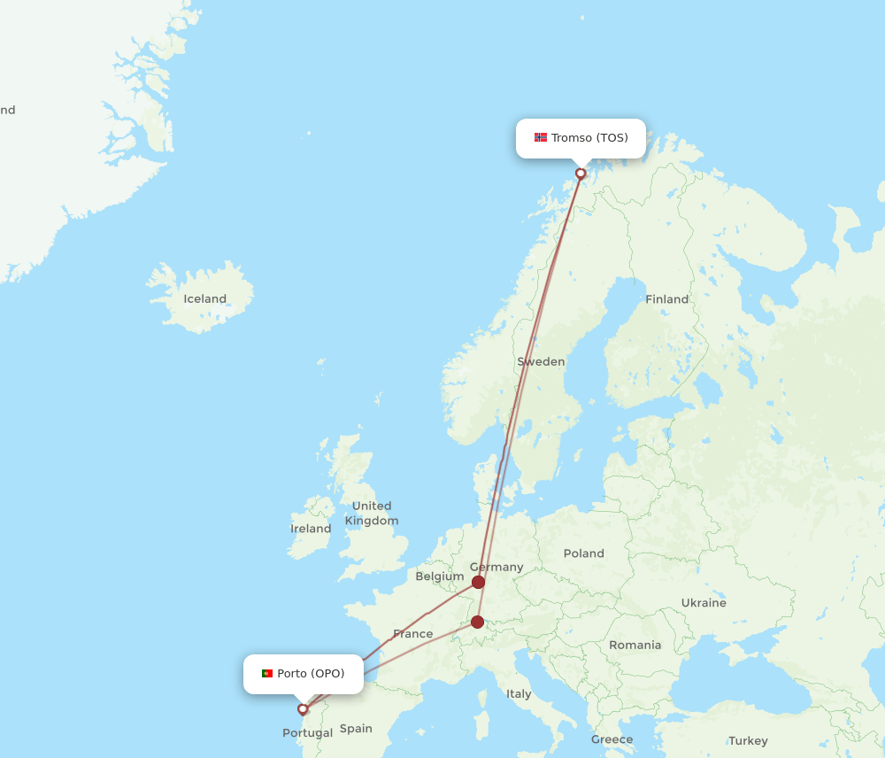 TOS-OPO flight routes