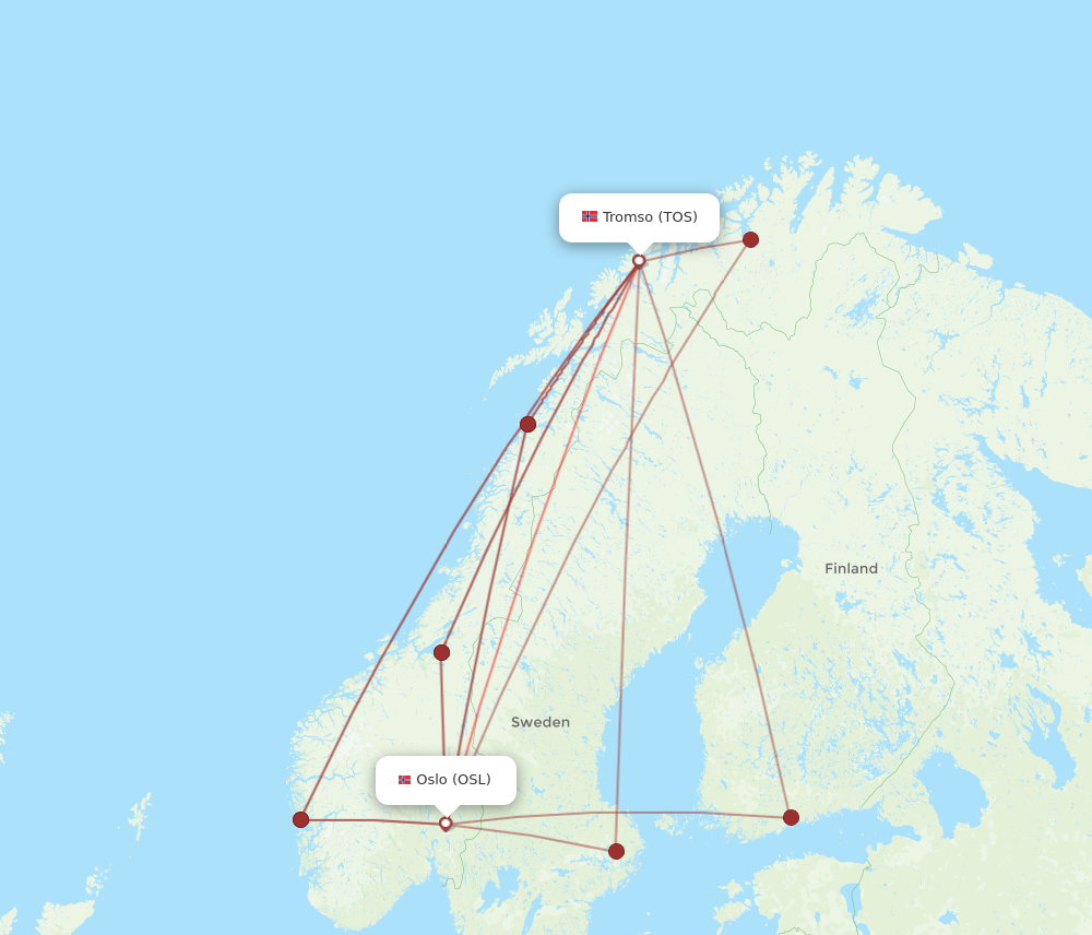TOS to OSL flights and routes map