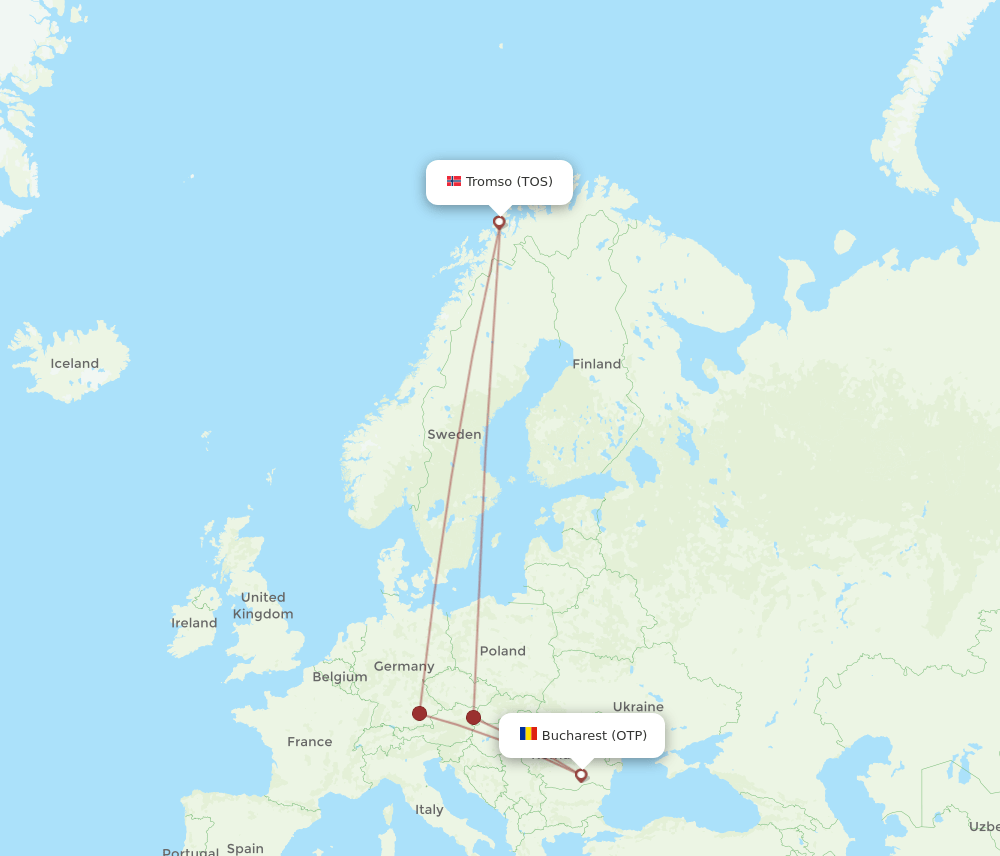 TOS-OTP flight routes