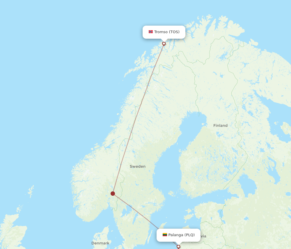 TOS to PLQ flights and routes map