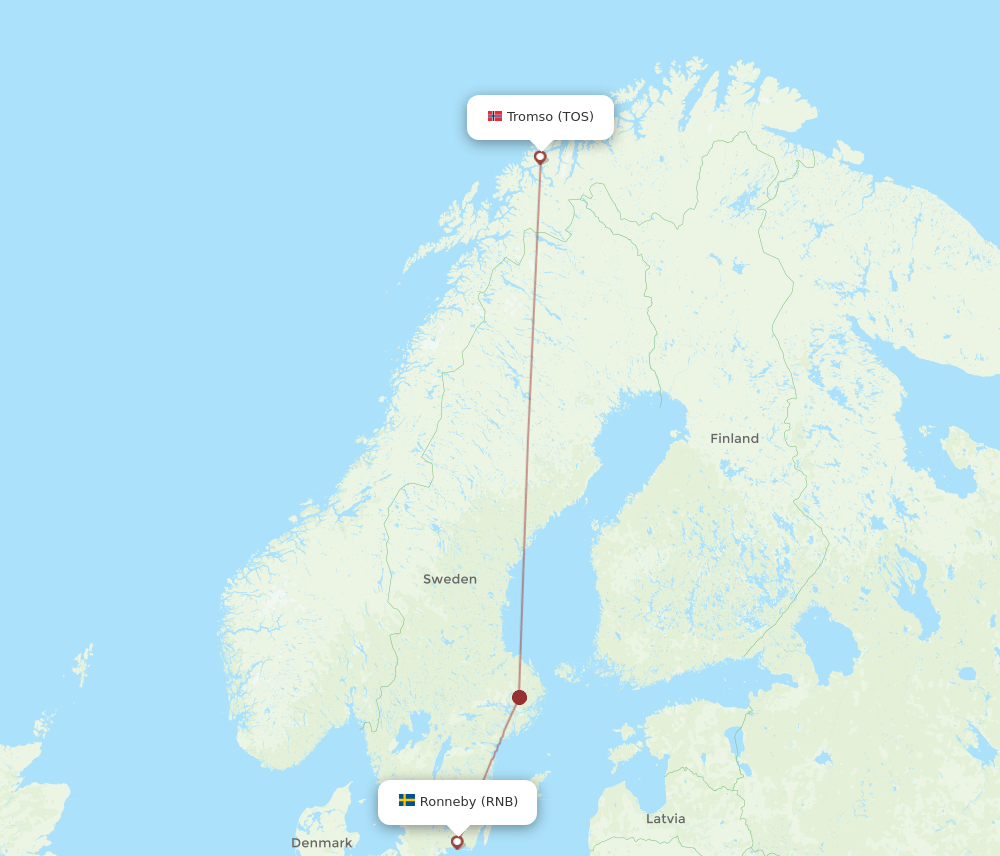 Ronneby - Tromso route map and flight paths