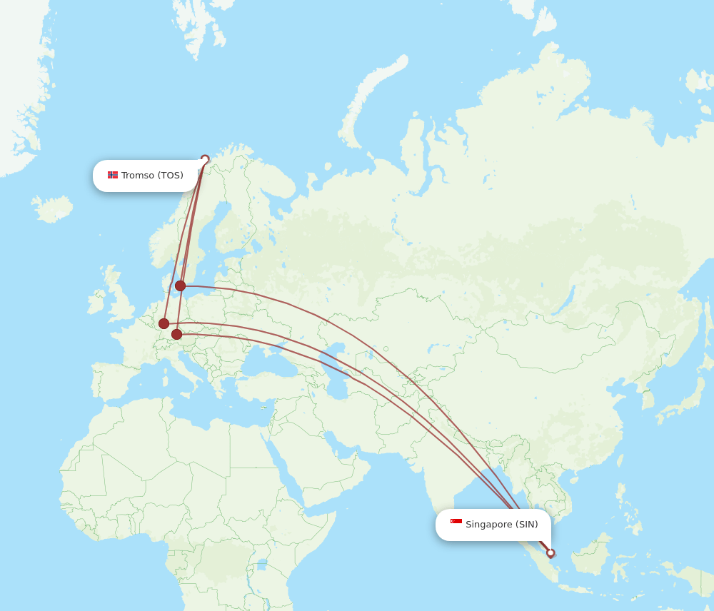 TOS-SIN flight routes
