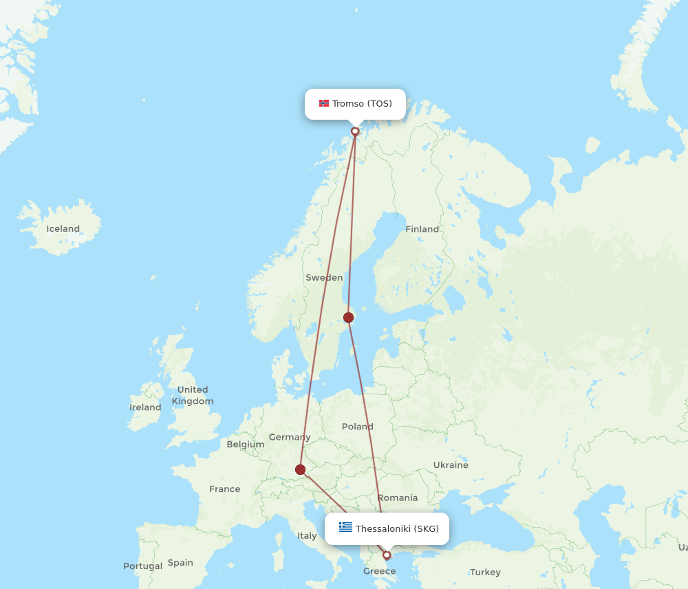 TOS-SKG flight routes