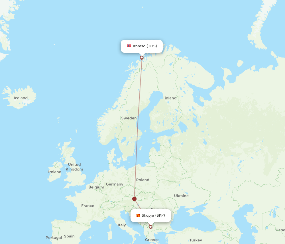TOS-SKP flight routes