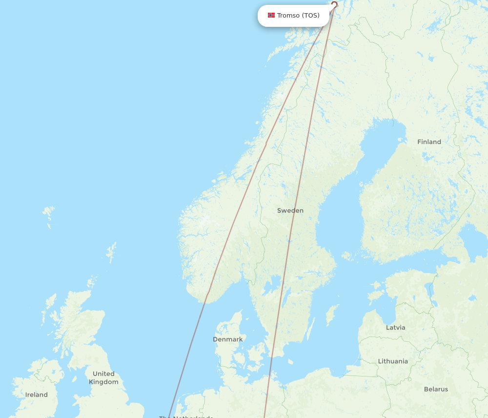 TOS to STR flights and routes map