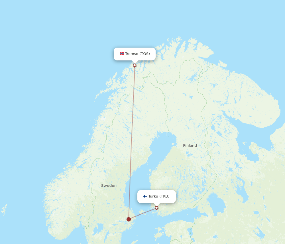 Turku - Tromso route map and flight paths