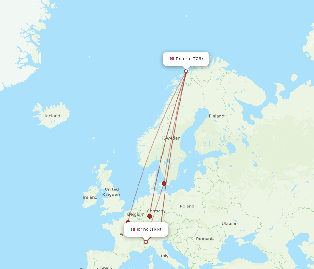 TOS-TRN flight routes