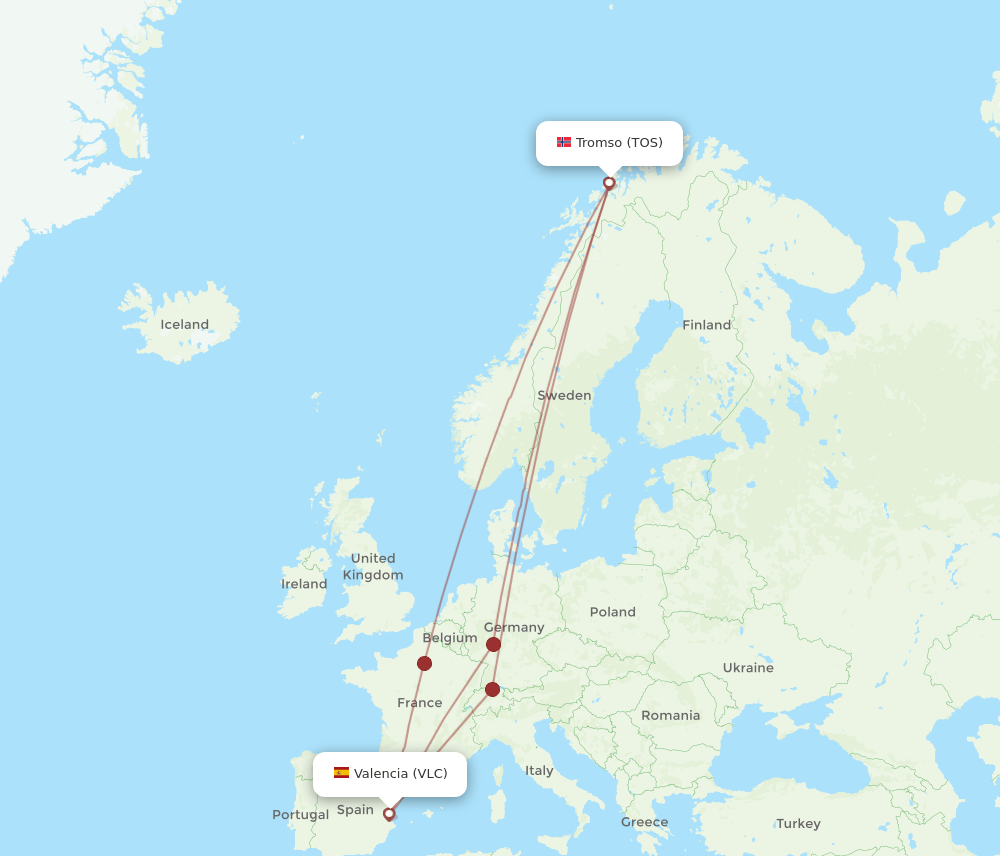 TOS-VLC flight routes