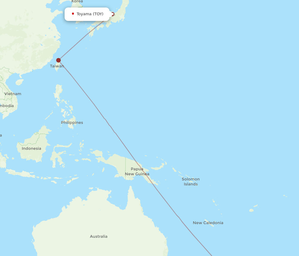 TOY to AKL flights and routes map