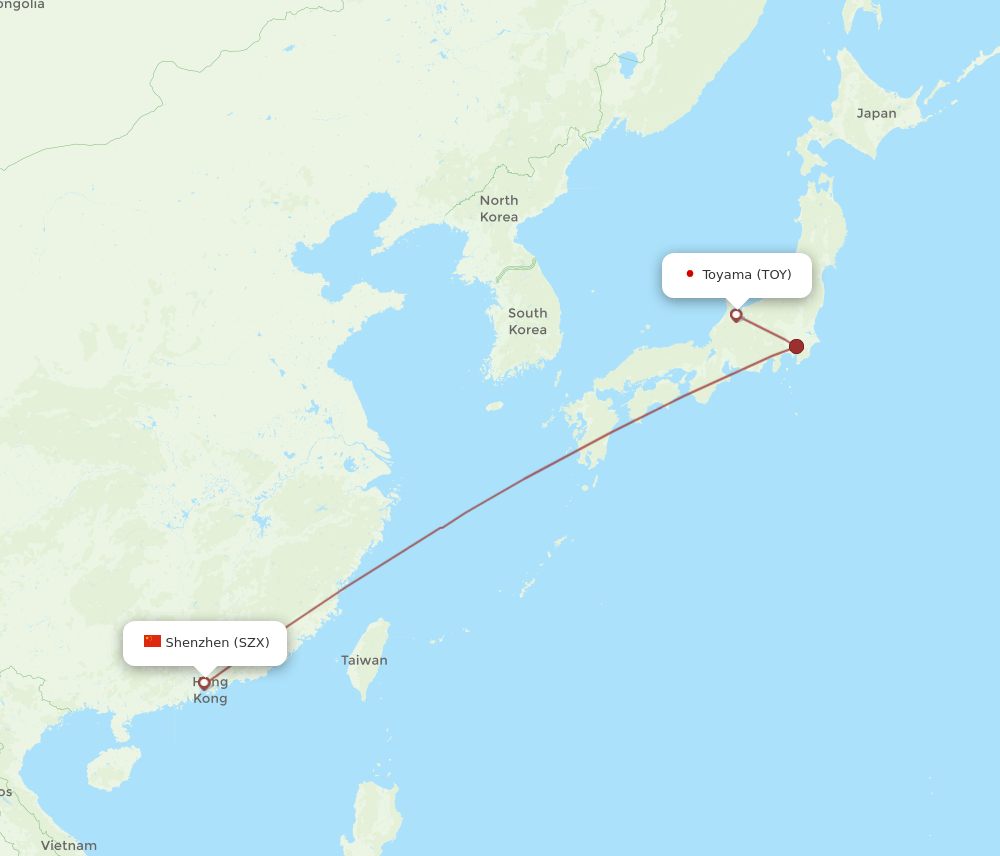 TOY-SZX flight routes