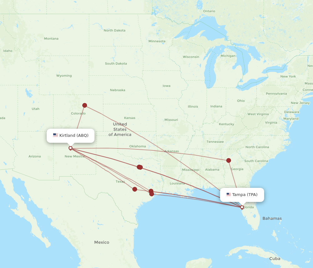 TPA-ABQ flight routes