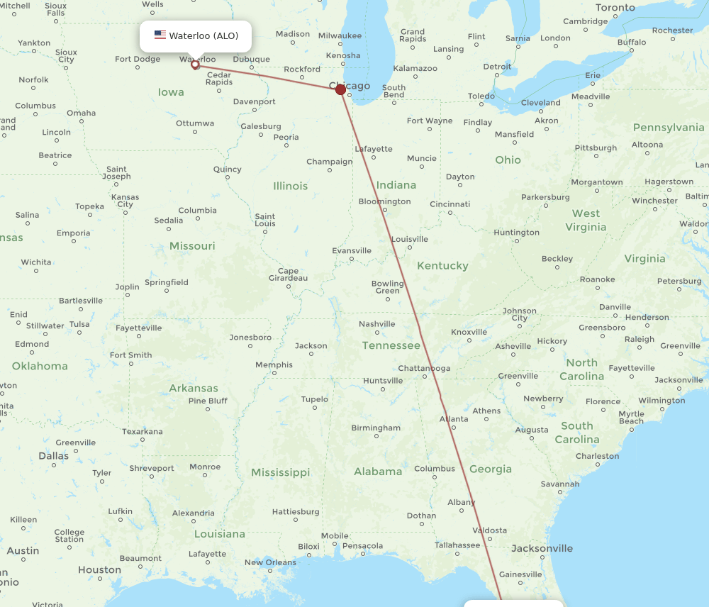 TPA-ALO flight routes