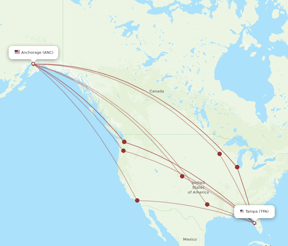 TPA-ANC flight routes