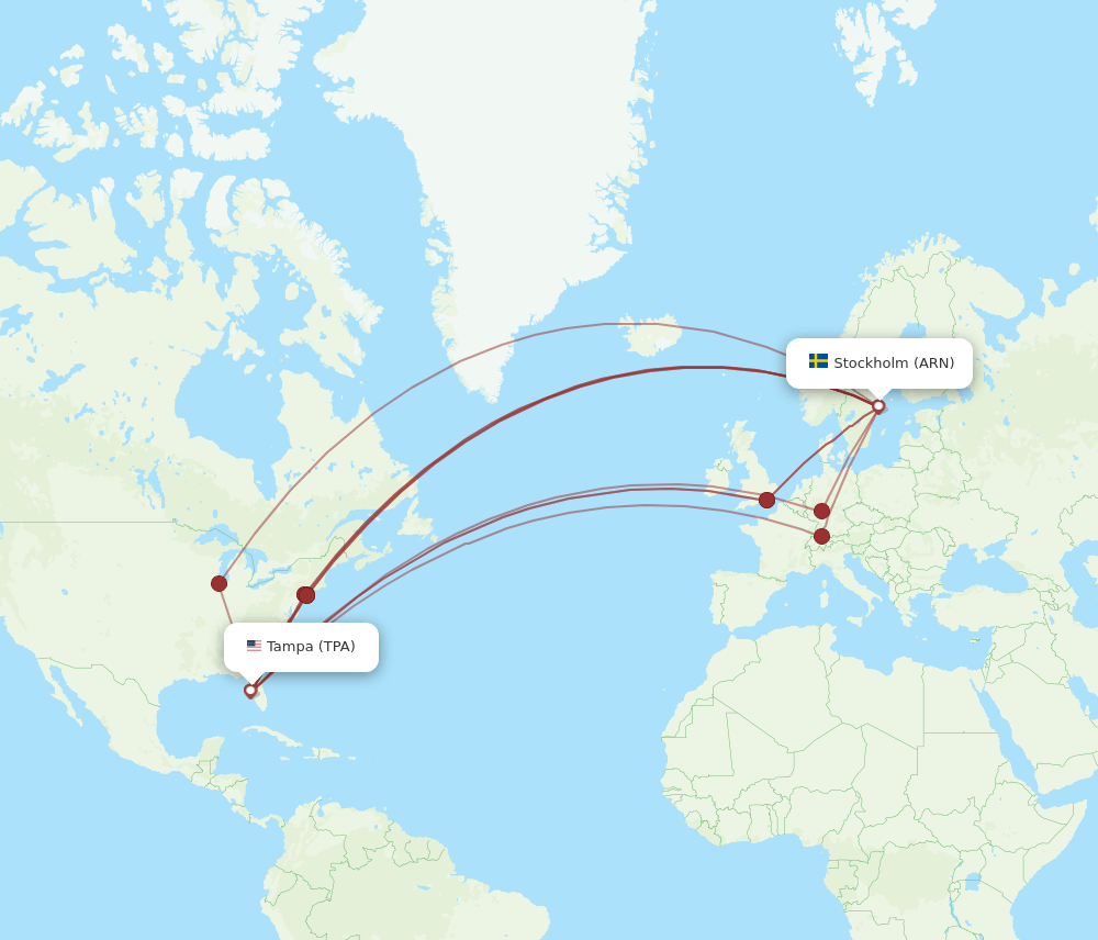 TPA-ARN flight routes
