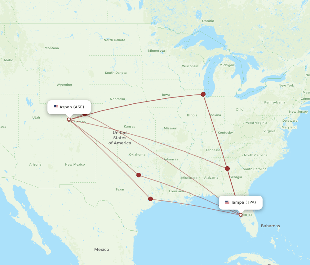 TPA-ASE flight routes