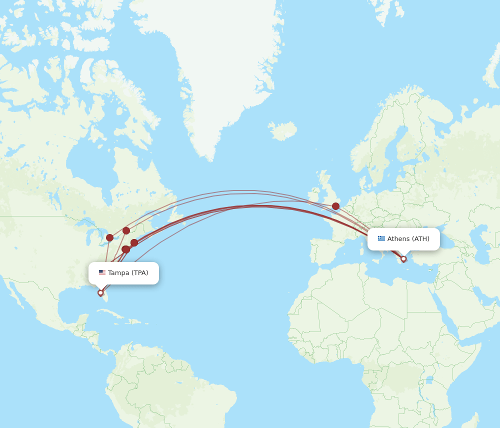 TPA-ATH flight routes
