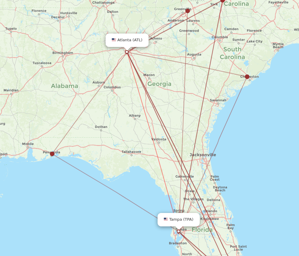 TPA - ATL route map