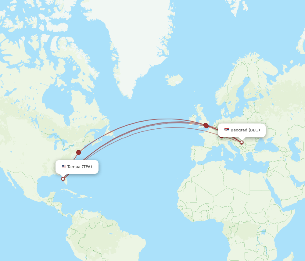 TPA-BEG flight routes