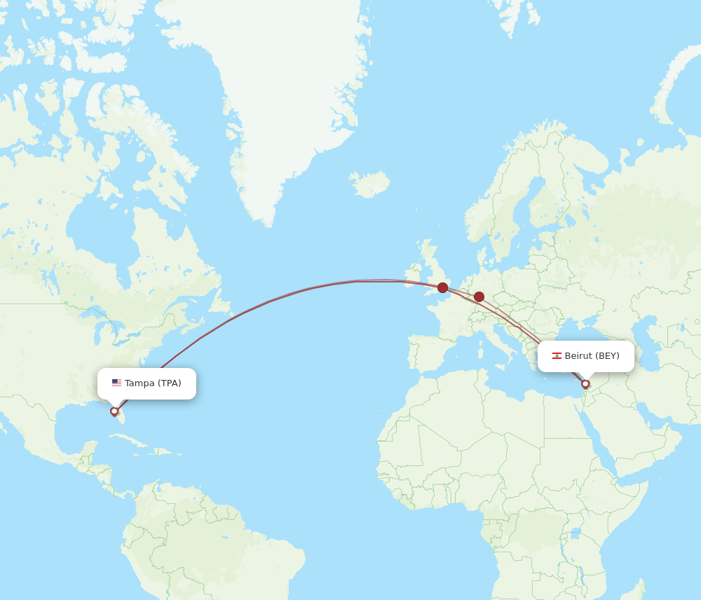 TPA-BEY flight routes