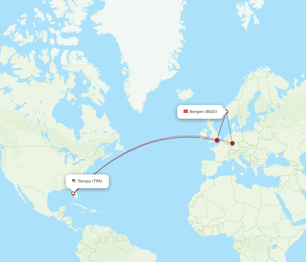TPA-BGO flight routes