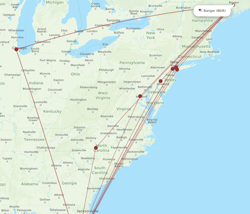 TPA-BGR flight routes