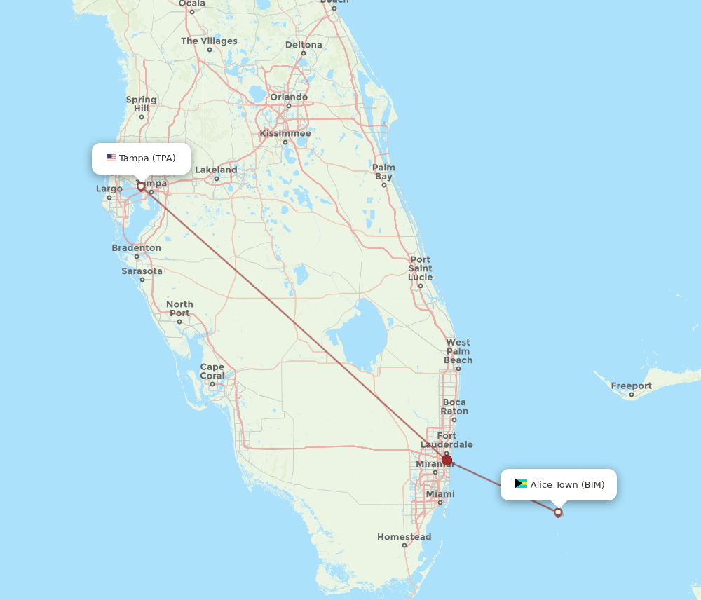 TPA-BIM flight routes
