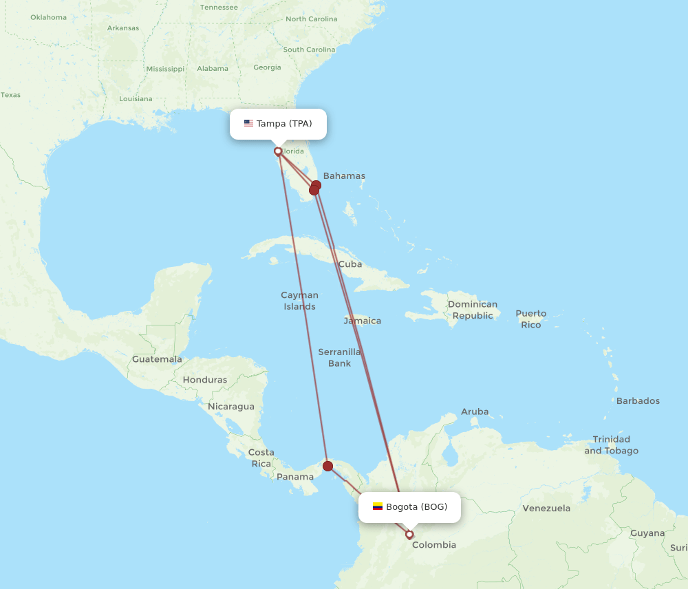 TPA-BOG flight routes