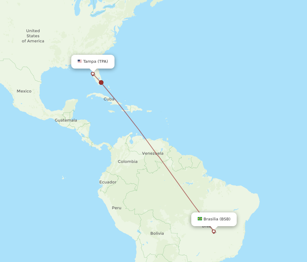 TPA to BSB flights and routes map