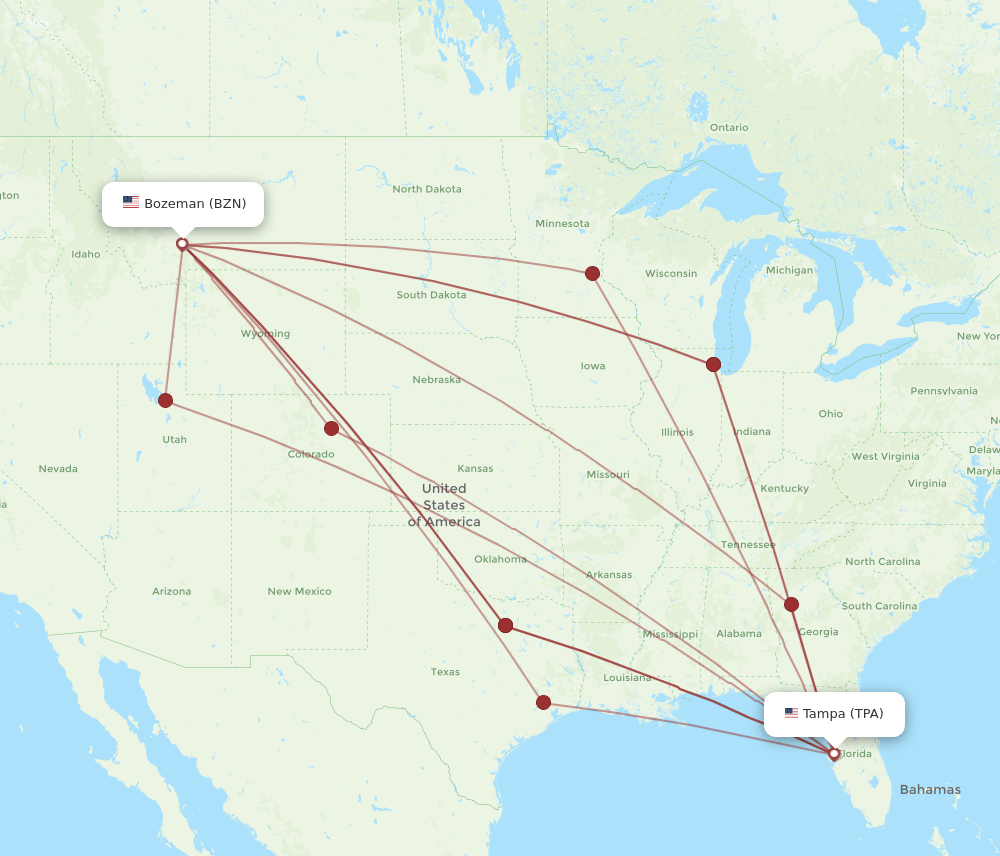 TPA-BZN flight routes