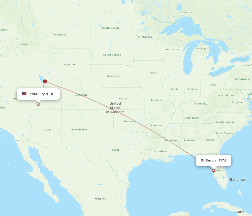 TPA-CDC flight routes