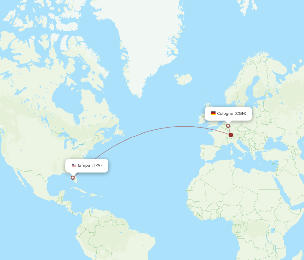 TPA-CGN flight routes