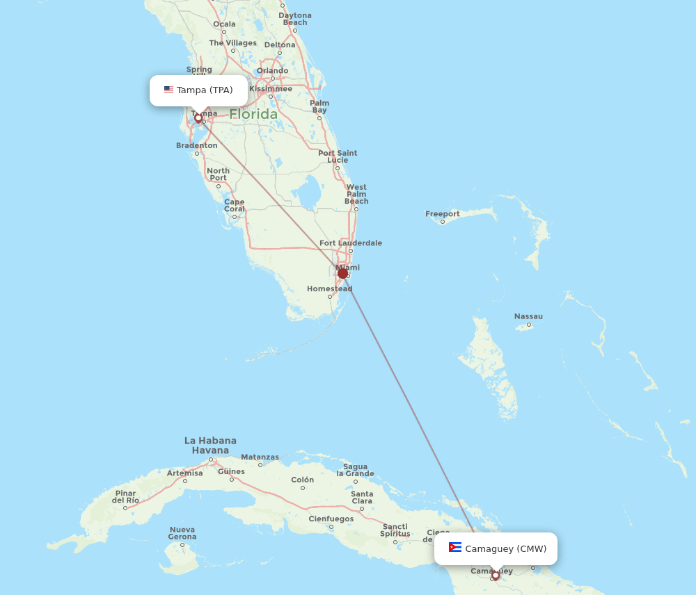 TPA-CMW flight routes