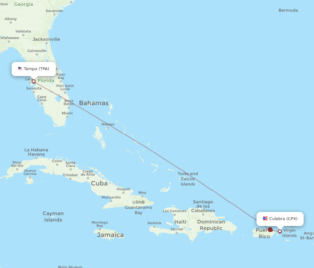 TPA to CPX flights and routes map