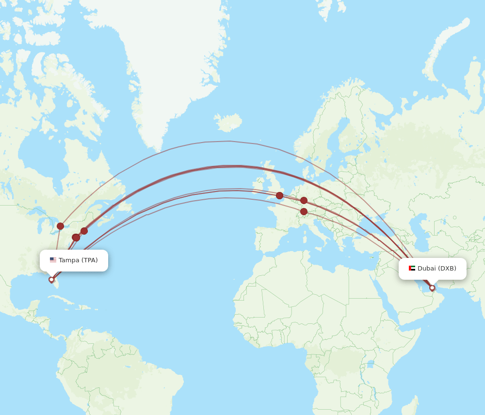 TPA-DXB flight routes