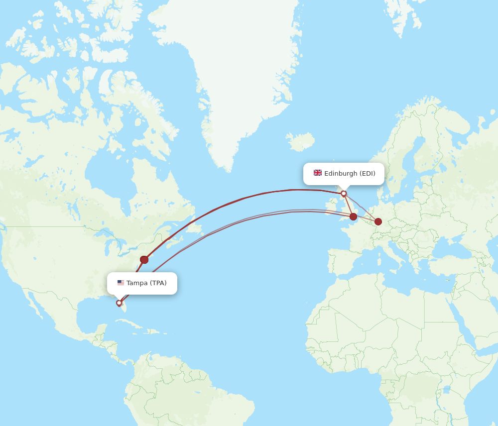 TPA-EDI flight routes