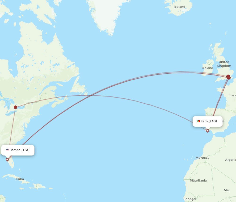 TPA-FAO flight routes