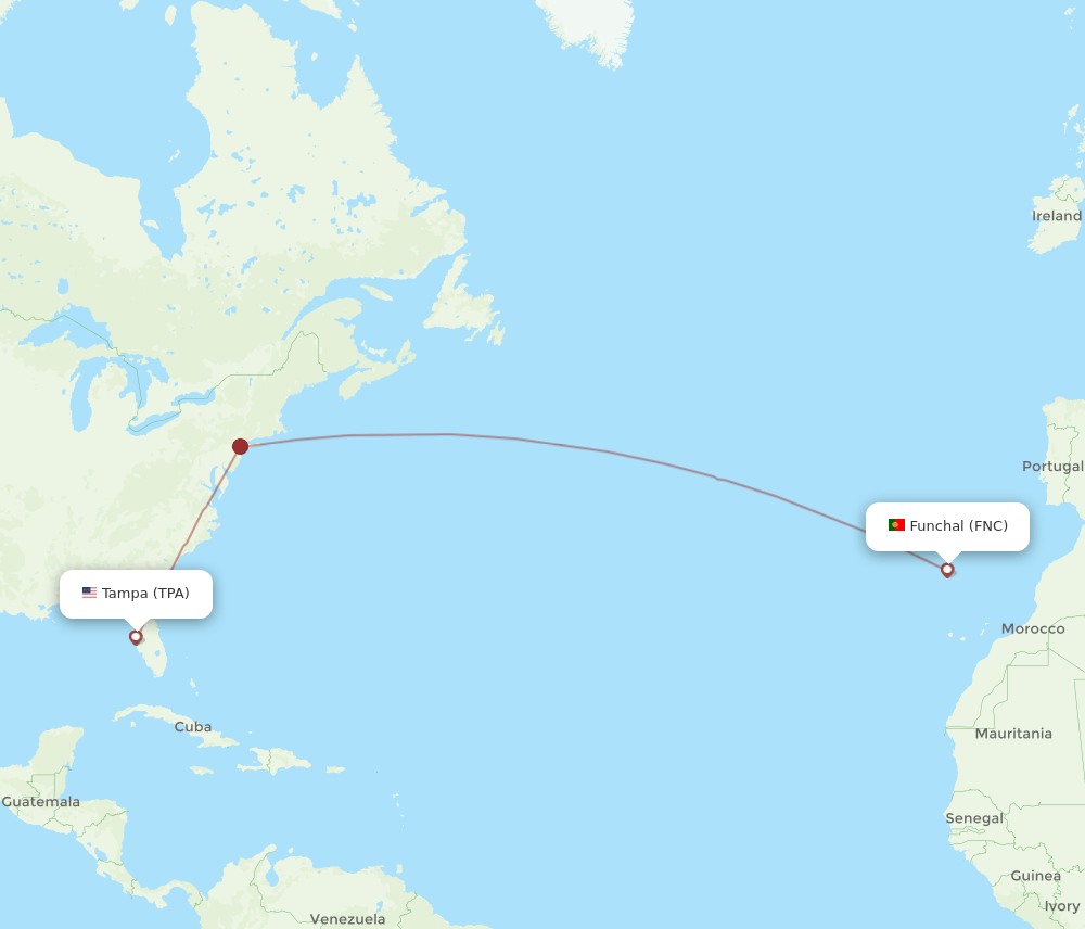 TPA-FNC flight routes