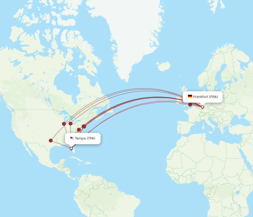 TPA to FRA flights and routes map